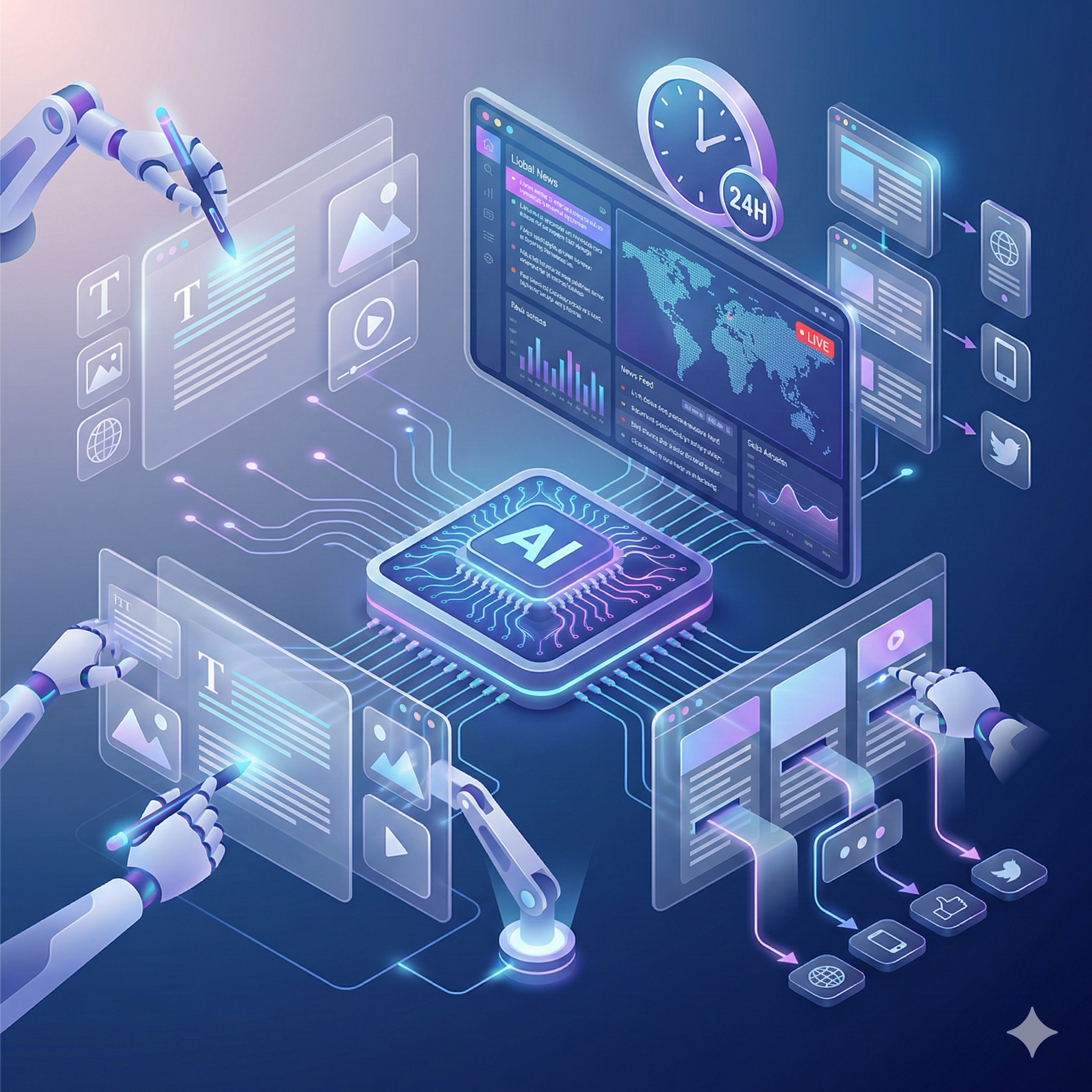 AI 기자 자동화 대시보드 모던 스타일